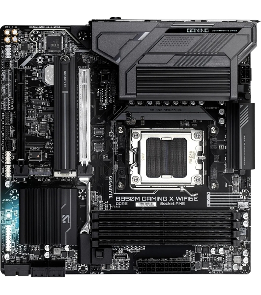 Материнская плата MSI B850M GAMING WIFI6E, AM5, AMD B850, 2xDDR5, 4xSATA, 2xM.2 (PCIe 5.0/4.0), 1xPCIe 4.0 x16, 1xPCIe x1, 1xHDMI, 1xDP, 1x2.5Gb LAN, Wi-Fi 6E, Bluetooth 5.3, 1xUSB-C 10Gbps, 3xUSB-A 10Gbps, 3xUSB-A 5Gbps, 2xUSB-A 2.0, 3x3.5 мм, 7.1, чёрный/серебристый, mATX