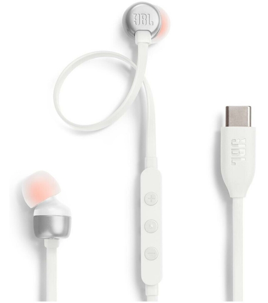 Проводные наушники JBL Tune 310C белый, внутриканальные, USB Type-C