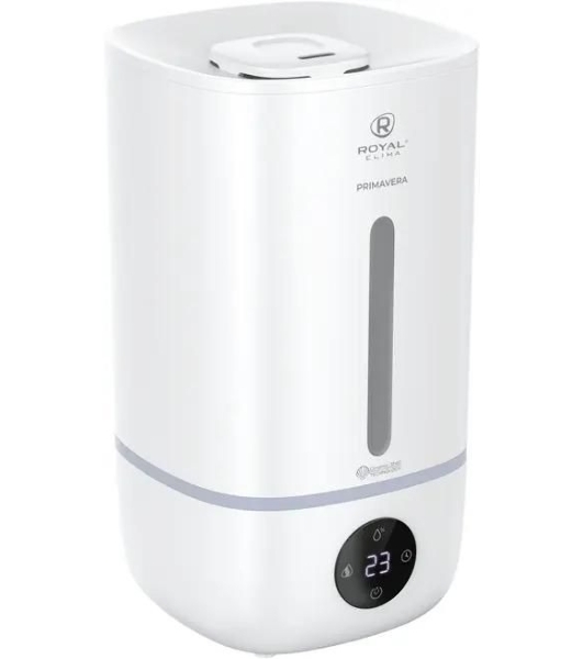 Увлажнитель воздуха Royal Clima PRIMAVERA RUH-PV350/5.0E-WT белый, 35 м², 5 л, ультразвуковой, производительность 350 мл/ч, гигростат, ароматизация, сенсорное управление, подсветка