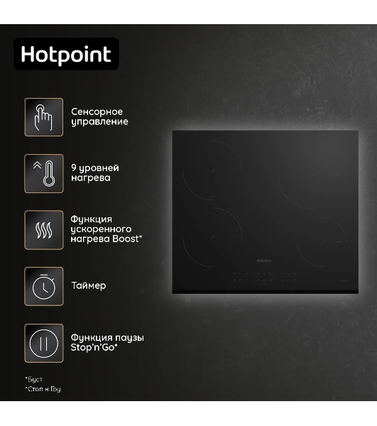 Индукционная варочная панель Hotpoint HB 1560S BF, независимая, черный