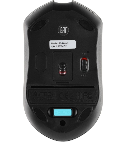 Мышь беспроводная A4Tech G3-200NS черный, 1200 dpi, радиоканал, USB, кнопки - 3