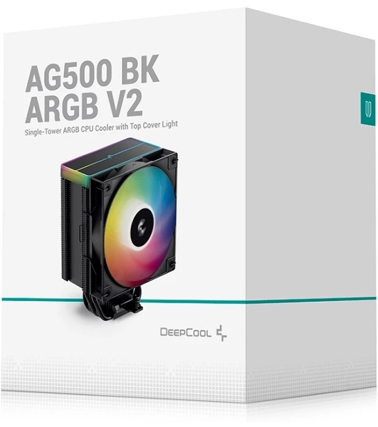 Кулер для процессора DEEPCOOL AG500 BK ARGb V2 черный 120мм алюминий+медь 1900rpm 29.4db 40pin 240W 160мм