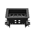 Прямоугольный металлический корпус Wize Pro WRTS-04BOX-B для модульной системы врезного лючка в стол с убирающейся крышкой для установки до 4 модулей-вставок, преустановленная рамка, черный, фото2