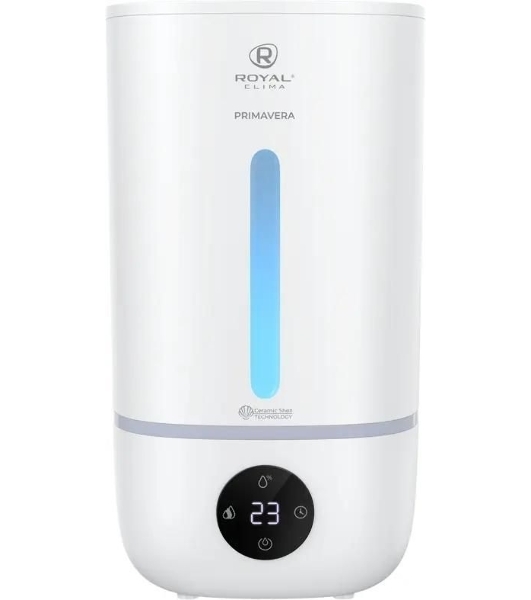 Увлажнитель воздуха Royal Clima PRIMAVERA RUH-PV350/5.0E-WT белый, 35 м², 5 л, ультразвуковой, производительность 350 мл/ч, гигростат, ароматизация, сенсорное управление, подсветка