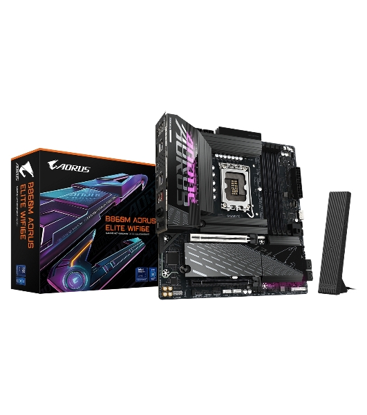 Материнская плата Gigabyte B860M AORUS ELITE WIFI6E, LGA 1851, Intel B860, 4xDDR5, 4xSATA, 3xM.2, 1xPCIe 5.0 x16, 1xPCIe 4.0 x4, 1xHDMI, 1xDP, 1xUSB4 Type-C, 1x 2.5Gb LAN, 4xUSB-A 3.2 Gen 1, 2xUSB-A 3.2 Gen 2, 4xUSB-A 2.0, 7.1, mATX
