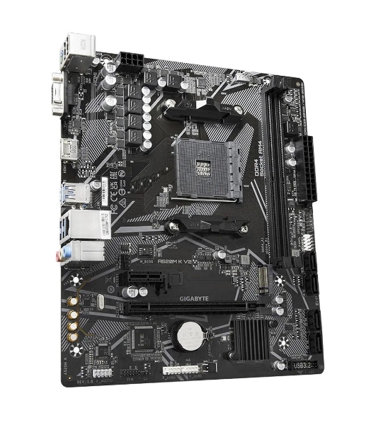 Материнская плата Gigabyte A520M K V2 (V1.1), AM4, AMD A520, 2xDDR4, 4xSATA, 1xM.2, 1xPCIe 3.0 x16, 1xHDMI, 1xVGA, 1x 1Gb LAN, 2xUSB-A 2.0, 4xUSB 3.2 Gen 1, 3x3.5 мм, 7.1, mATX