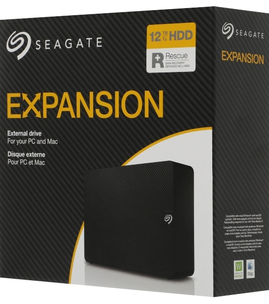 Внешний HDD 3.5' Seagate Expansion, 12TB, USB 3.2 Gen 1 Type-A, 5400 rpm, черный