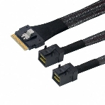 Кабель LR-Link SlimSAS x8 to 2 x miniSAS HD (SFF-8654 x8 - 2 x SFF-8643) Cable, 800мм, фото 1