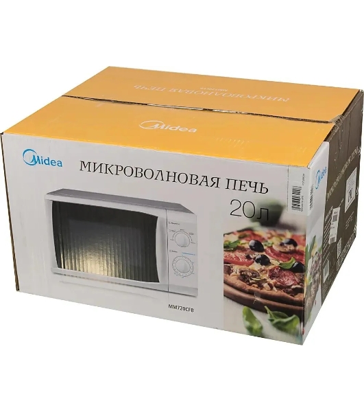 Микроволновая печь Midea MM720CFB белый, 20 л, 700 Вт, переключатели - поворотный механизм