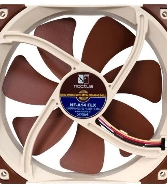 Вентилятор корпусной Noctua NF-A14 FLX, 140 мм, 1200 об/мин, 17.9 дБ, 3-pin, без подсветки