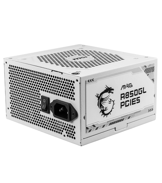 Блок питания MSI MAG A850GL PCIE5 WHITE, 850W, 80 PLUS Gold, полностью модульный, ATX 3.0, PCIE5, RTL белый