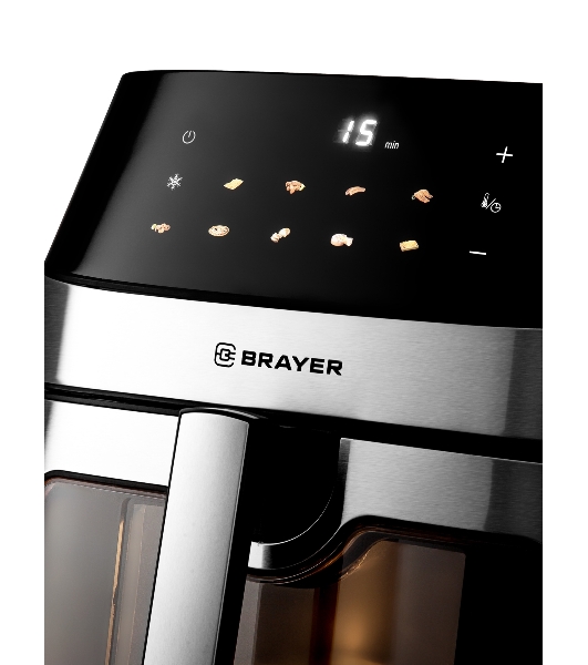 Аэрогриль Brayer 2044BR черный, 2200 Вт, 8 л, сенсор, 10 программ