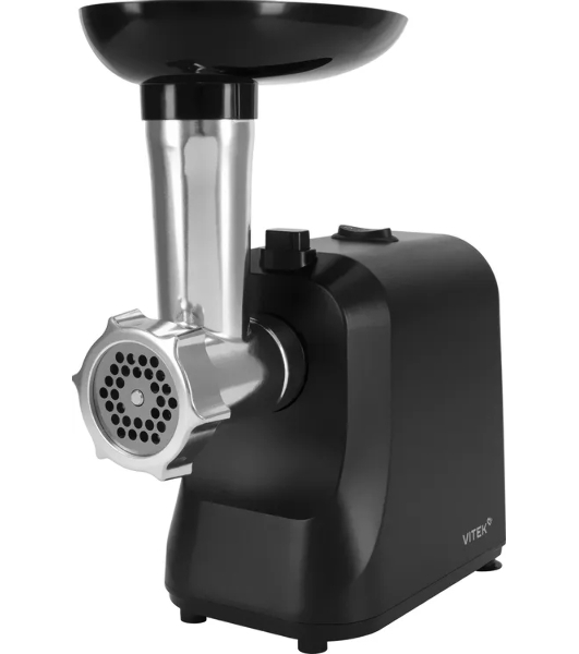 Мясорубка электрическая Vitek VT-MG3600 черный, 1800 Вт, 1.6 кг/мин, реверс, защита от перегрузки, насадки - 4