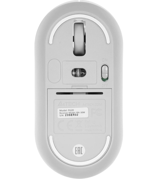 Мышь беспроводная A4Tech Fstyler FG20 белый, 2000 dpi, радиоканал, USB, кнопки - 4