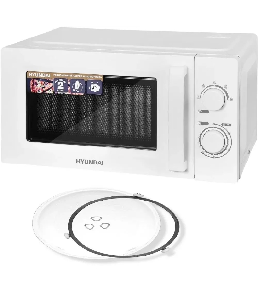 Микроволновая печь Hyundai HYM-M2005 белый, 20 л, 700 Вт, переключатели - поворотный механизм