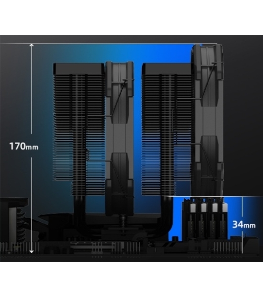 Устройство охлаждения(кулер) ID-Cooling Frozn A720 черный 140мм алюминий+медь 2000rpm 33.5db 4-pin 300W 163мм