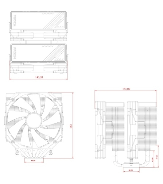 Устройство охлаждения(кулер) ID-Cooling Frozn A720 черный 140мм алюминий+медь 2000rpm 33.5db 4-pin 300W 163мм