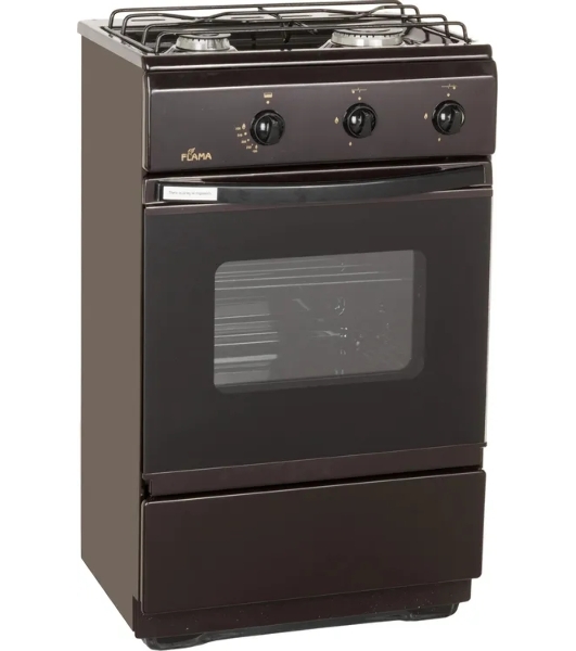 Плита газовая Flama CG 3202 B коричневый, конфорок 2 шт, духовка 30 л, 50 см x 85 см x 35 см