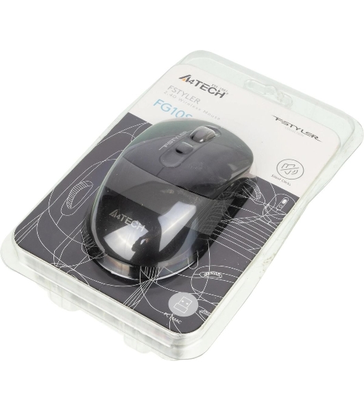 Мышь беспроводная A4Tech Fstyler FG10S черный/серый, 2000 dpi, радиоканал, USB, кнопки - 4