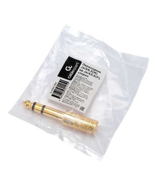Аудио переходник Cablexpert A-63M-35F, Jack6.3(M) на Jack3.5(F) стерео, золотой, пакет