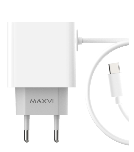 Сетевое зарядное устройство Maxvi CHL-240T 2.4A, with Type-C cable, белый