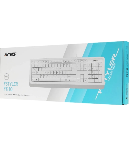 Клавиатура проводная A4Tech Fstyler FK10, USB, белый/серый