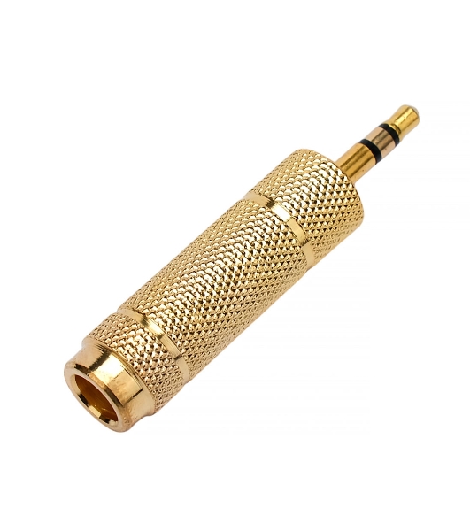 Аудио переходник Cablexpert A-35M-63F, Jack3.5(M) на Jack6.3(F) стерео, золотой, пакет
