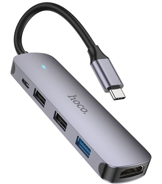 USB-концентратор Hoco HB27, USB Type-C, HDMI/PD/USB 3.0/USB 2.0, USB Type-C