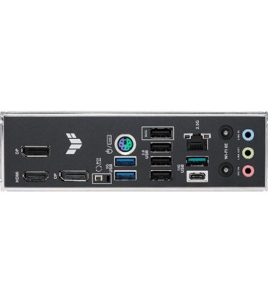 Материнская плата ASUS TUF GAMING B850M-E WIFI, AM5, AMD B850, 4xDDR5, 4xSATA, 3xM.2, 1xPCIe 5.0 x16, 1xPCIe 3.0 x1, 1xHDMI, 2xDP, 1x2.5Gb LAN, Wi-Fi 6E, Bluetooth 5.3, 1xUSB-C 10Gbps, 1xUSB-A 10Gbps, 2xUSB-A 5Gbps, 4xUSB-A 2.0, 3x3.5 мм, 7.1, mATX