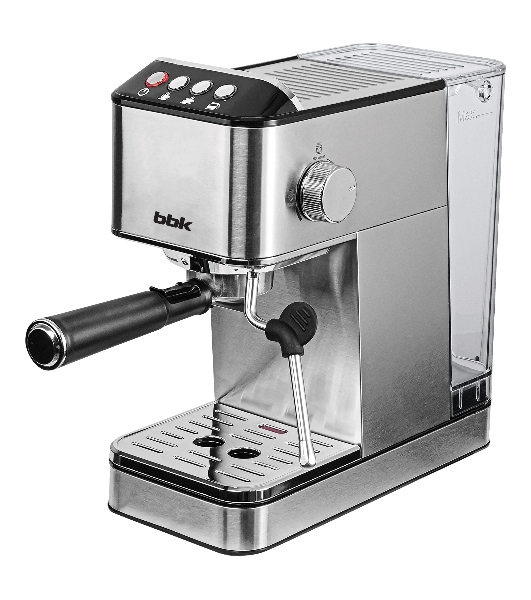 Кофеварка рожковая BBK BCM1501 нержавеющая сталь/черный, исп. кофе - молотый, 1.7 л, 1200 Вт, 20 бар