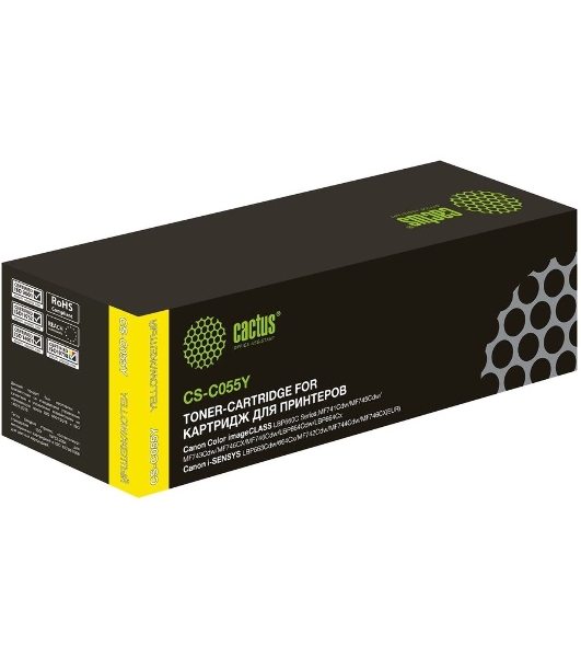 Картридж лазерный Cactus CS-C055Y желтый (2100 стр.) для Canon LBP663Cdw, LBP664Cx, MF746Cx, MF742Cdw, MF744Cdw