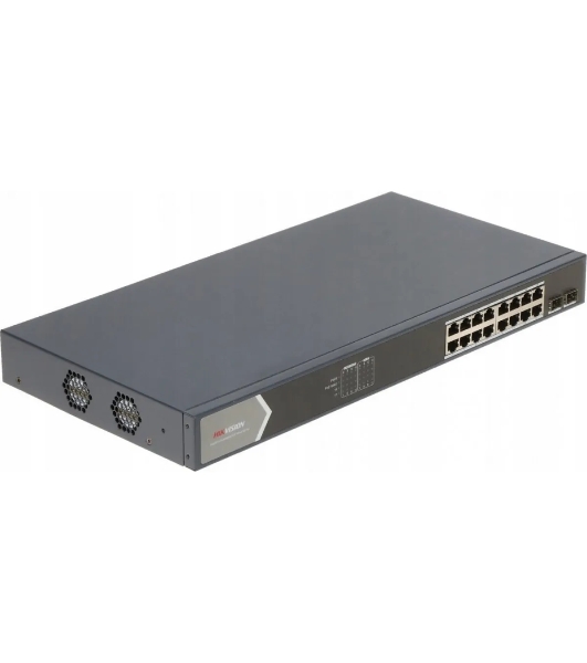 Коммутатор Hikvision DS-3E1518P-SI, 16×1 Гбит/с PoE + 2×1 Гбит/с SFP, управляемый