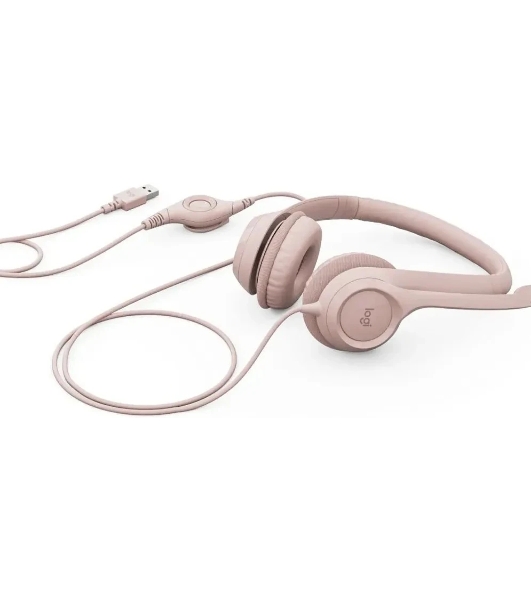 Гарнитура Logitech Stereo Headset H390 розовый, проводная, USB, регулятор громкости, шумоподавление микрофона