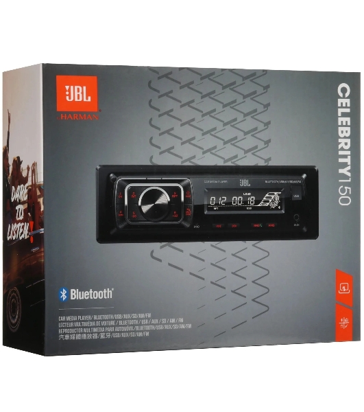 Автомагнитола JBL Celebrity 150, 1 DIN, Bluetooth, USB Type-A, AUX, съёмная панель