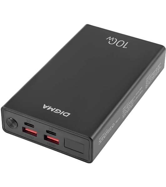 Портативный аккумулятор Digma DGPD100WA 20000mAh QC3.0/PD3.0 100W 5A 2xUSB-A/2xUSB-C черный