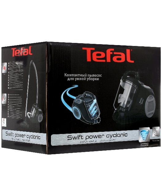 Пылесос Tefal TW2925EA черный, 750/2100 Вт, уборка сухая, пылесборник контейнер 1.2 л