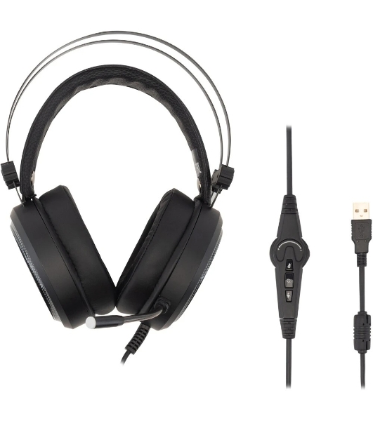 Гарнитура Oklick HS-L810G чёрный, проводная, USB, подсветка