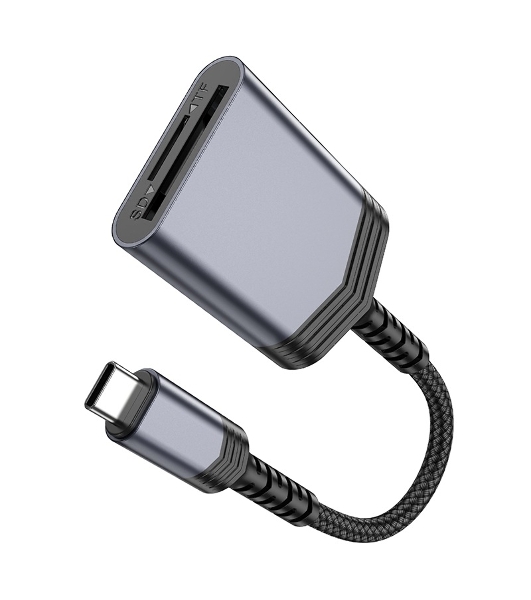 Кард-ридер Hoco UA25/серый/SD/TF/MicroSD/USB Type-C (OTG)/алюминий