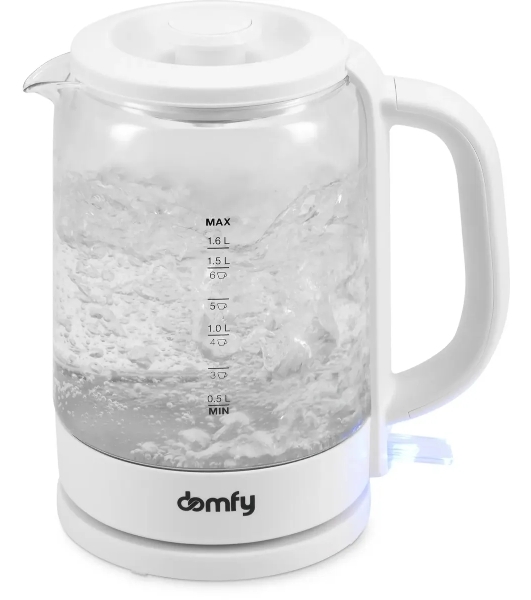 Чайник электрический Domfy DSW-EK304 1.7л. 2200Вт белый (корпус: стекло)