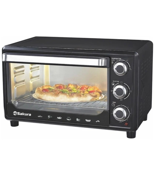 Мини-печь Sakura SA-7000BP 27л, духовка 1500Вт, механ.управление, чёрный