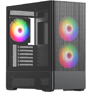 Компьютерный корпус без блока питания Case HSPD M712, Mesh Mid Tower, Black, TG, 0.6 SPCC, no fans, E-ATX, ATX, mATX, mITX, 175/410/160мм, 2x2.5', 2x3.5', 7xPCI, 2xUSB-A 3.0, 476x225x455мм