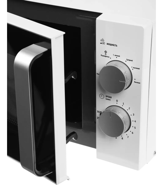 Микроволновая печь Galanz MOS-2401FMW белый, 20 л, 800 Вт, переключатели - поворотный механизм
