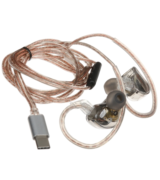 Гарнитура внутриканальные Fiio JD10 Type C 1.2м прозрачный/черный проводные крепление за ухом (80004221)