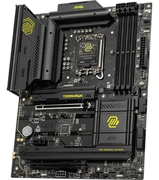 Материнская плата MSI MAG B860 TOMAHAWK WIFI, LGA 1851, Intel B860, 4xDDR5, 4xSATA, 3xM.2, 1xPCIe 4.0 x4, 1xPCIe 5.0 x16, 1xDP, 1xHDMI, 1xUSB-C, 1x 5Gb LAN, 4xUSB-A 2.0, 4xUSB-A 3.2 Gen 2, 7.1, 2x3.5 мм, TOSLINK, ATX