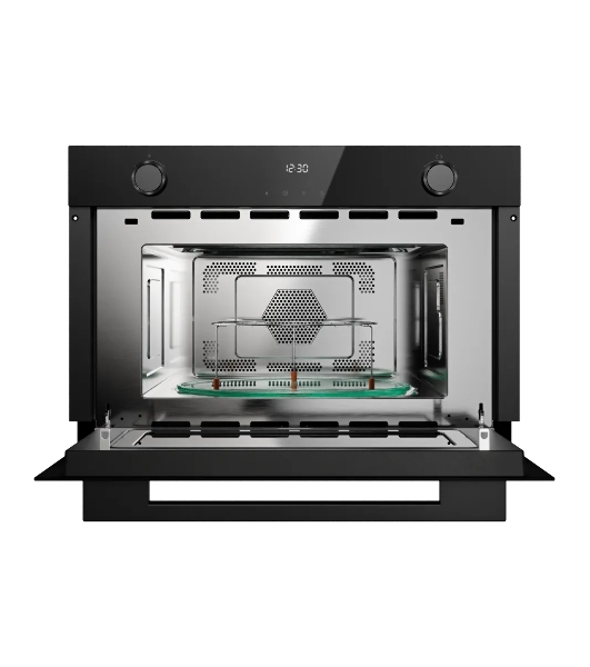 Встраиваемая микроволновая печь Kuppersberg HMW 611 BB, High-Tech, 34 л, поворотное/сенсорное управление, мощность 900 Вт, 5 уровней мощности, 10 автоматических программ, размораживание, гриль, конвекция, поворотный стол, черный
