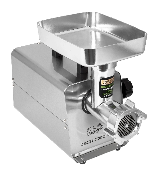Мясорубка электрическая HOLT HT-MG-010 серый, 3300 Вт, 3.5 кг/мин, реверс, насадки - 4