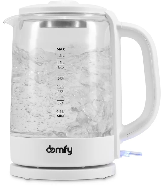 Чайник электрический Domfy DSW-EK304 1.7л. 2200Вт белый (корпус: стекло)