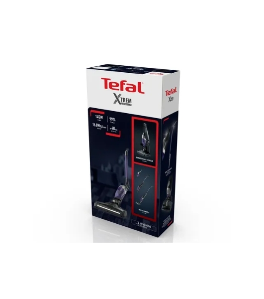 Пылесос вертикальный Tefal TY1238WO серый/фиолетовый, питание от аккумулятора, 145 Вт, уборка сухая, пылесборник 0.4 л, работа от АКБ max 40 мин.