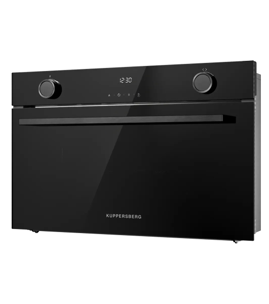 Встраиваемая микроволновая печь Kuppersberg HMW 611 BB, High-Tech, 34 л, поворотное/сенсорное управление, мощность 900 Вт, 5 уровней мощности, 10 автоматических программ, размораживание, гриль, конвекция, поворотный стол, черный