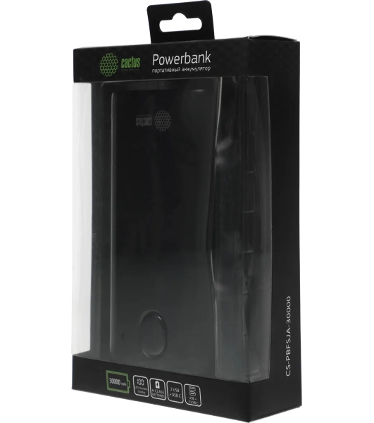 Портативный аккумулятор Cactus CS-PBFSJA-30000 30000mAh 4.5A 2xUSB-A/USB-C черный